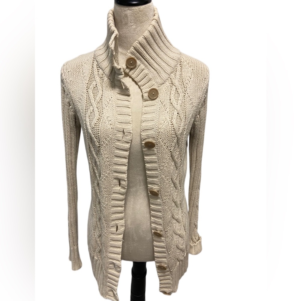 Joe Fresh Cable Knit Beige Chunky Cardigan - S